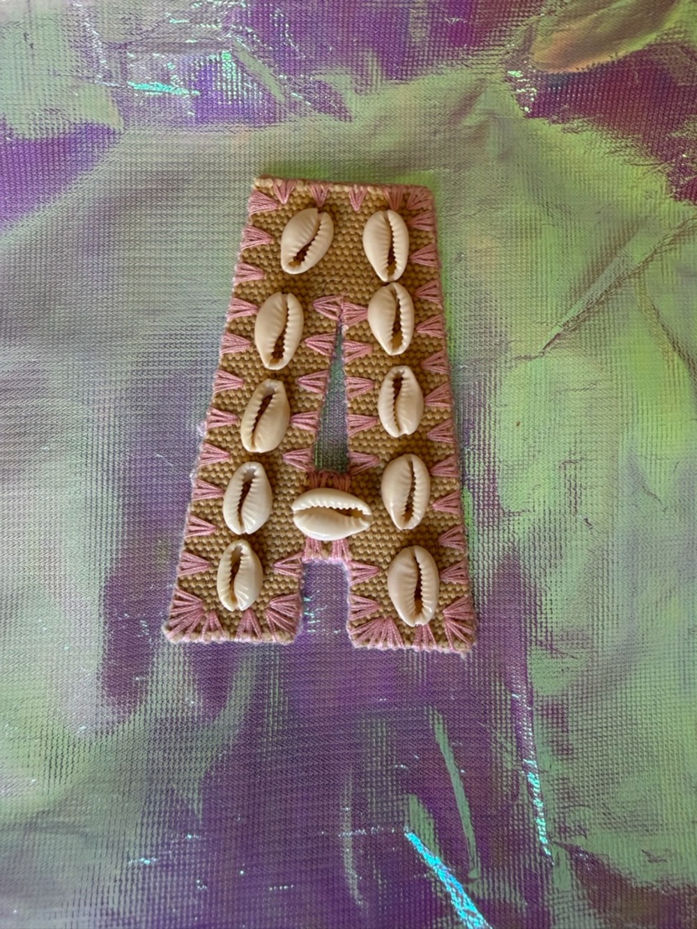Stoney Clover Lane Patch Raffia Embellished Letter A with Cowrie Shells